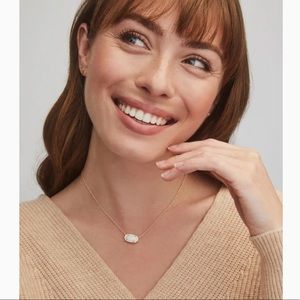Kendra Scott Elisa Gold Pendant Necklace in White Kyocera Opal